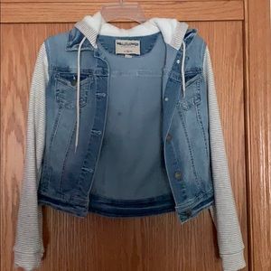 Jean and soft material bomber jacket let